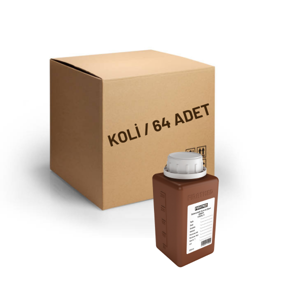 FIRATMED Su Numune Şişesi Amber - Tiyosülfatlı - 500mL - Steril - Etiketli - Paket/64 Adet