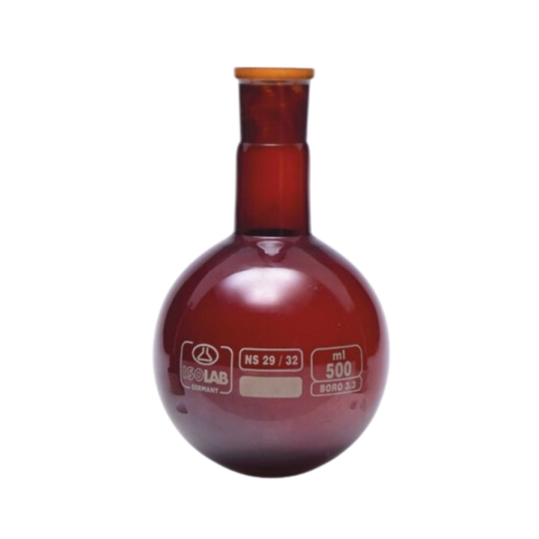ISOLAB - Balon - Dibi Yuvarlak - Amber - Şilifli - 50 ml - NS 29/32