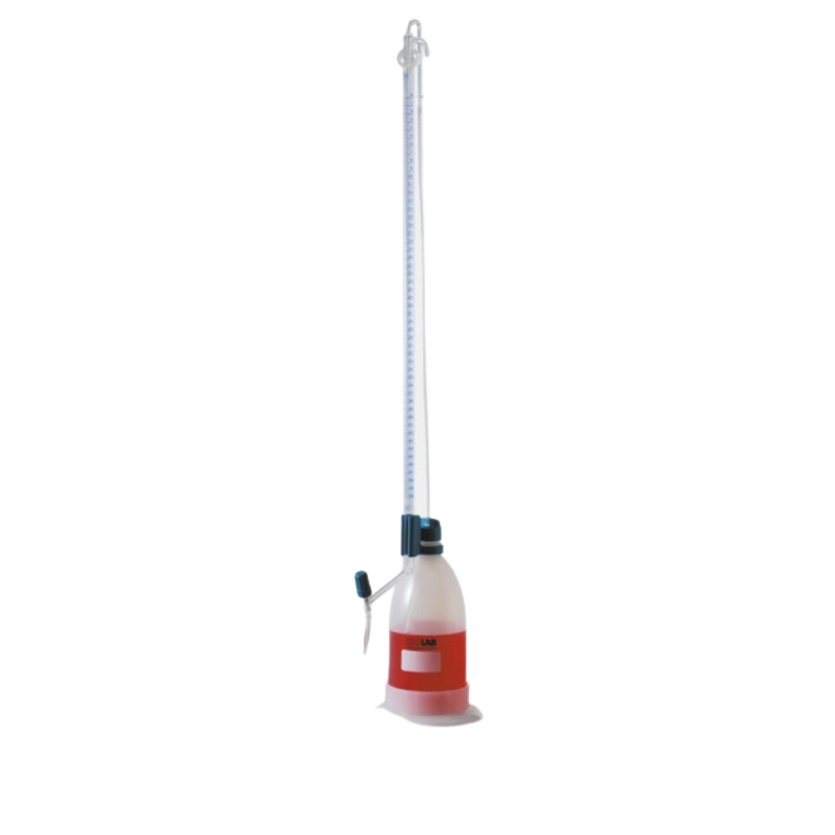 ISOLAB - Büret - Otomatik - Şilling - Şeffaf - As Kalite - Grup Sertifikalı - Şelbah Çizgili - Mavi Skala - 25 ml
